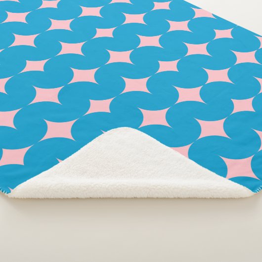 Geometrische middeleeuwse patronen in blauw en roz sherpa deken (3/4)