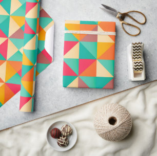 Geometrische middeleeuwse retro Trendy Colorful Cadeaupapier