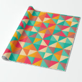Geometrische middeleeuwse retro Trendy Colorful Cadeaupapier (Uitgerold)