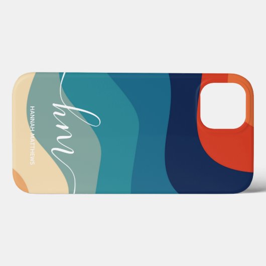 Geometrische middeleeuwse retro Waves regenboogren Case-Mate iPhone Case (Achterkant (horizontaal))