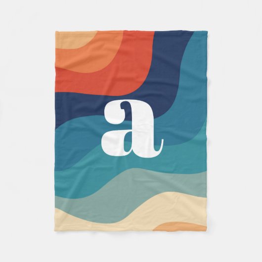 Geometrische middeleeuwse retro Waves regenboogren Fleece Deken (Voorkant)