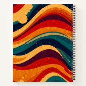 Geometrische midden eeuw retro golven regenboog mo notitieboek (Achterkant)
