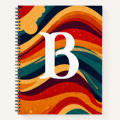 Geometrische midden eeuw retro golven regenboog mo notitieboek (Voorkant)