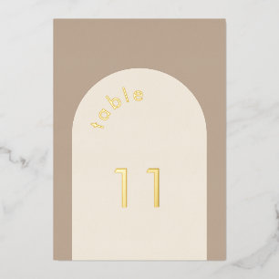 Geometrische Minimaal Zand Beige Boog Bruiloft Taf Folie Uitnodiging