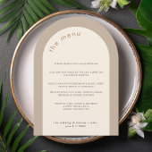 Geometrische Minimal Neutral Arch Wedding Menu Kaa Kaart