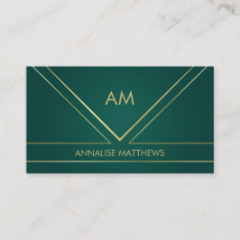 Geometrische minimale goudmonogram Emerald Green Visitekaartje