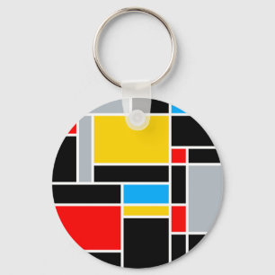 Geometrische minimale kleurenweergave Mondriaan Sleutelhanger