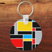 Geometrische minimale kleurenweergave Mondriaan Sleutelhanger (Voorkant)