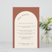Geometrische minimale terracotta Arch Wedding Menu (Staand voorkant)