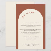 Geometrische minimale terracotta Arch Wedding Menu (Voorkant / Achterkant)