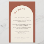 Geometrische minimale terracotta Arch Wedding Menu (Voorkant)