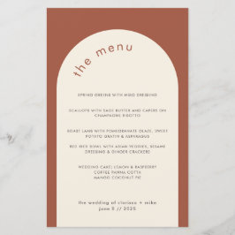 Geometrische minimale terracotta Arch Wedding Menu