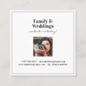 Geometrische minimale witte vierkant moderne fotog vierkante visitekaartje (Achterkant)