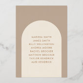 Geometrische minimale zand-beige baardbeton tabel folie uitnodiging (Achterkant)