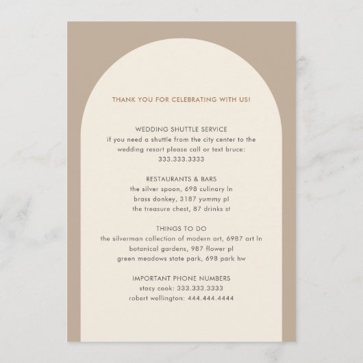 Geometrische minimale zand-boog-wedloop tijdlijn programmakaart (Achterkant)