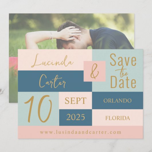 Geometrische minimalist De datumkaart opslaan Kaart (Voorkant / Achterkant)