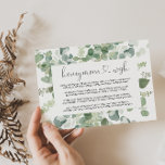 Geometrische minimalist Eucalyptus Honeymoon Wish Informatiekaartje<br><div class="desc">Deze geometrische minimalistische eucalyptus honeymoon wensenomhullingskaart is perfect voor een eenvoudige bruiloft. Het ontwerp omvat waterverf van met de hand getrokken elegante botanische eucalyptustakken en -bladeren,  die geometrische lijsten omhelzen.</div>