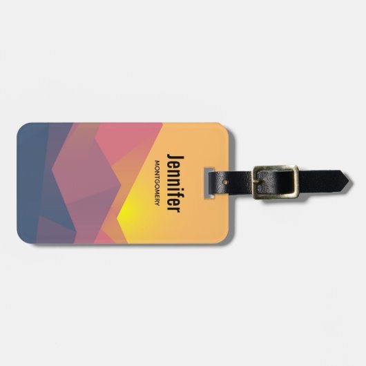 Geometrische minimalistisch ritsgebergte bagagelabel (Voorkant horizontaal)