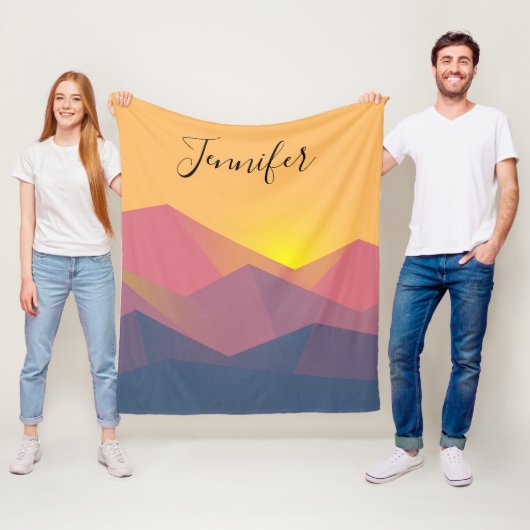 Geometrische minimalistisch ritsgebergte fleece deken (In situ)