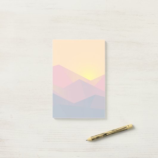 Geometrische minimalistisch ritsgebergte post-it® notes (Op bureau)
