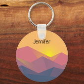 Geometrische minimalistisch ritsgebergte sleutelhanger (Voorkant)