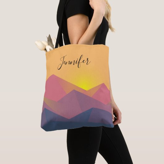 Geometrische minimalistisch ritsgebergte tote bag (Dichtbij)