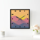 Geometrische minimalistisch ritsgebergte vierkante klok (Huis)