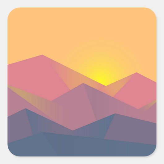 Geometrische minimalistisch ritsgebergte vierkante sticker (Voorkant)