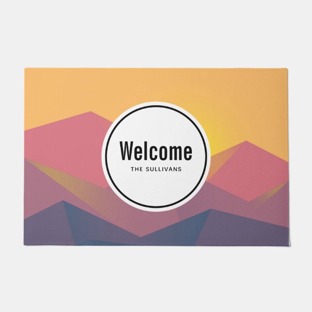 Geometrische minimalistisch welkomstwoord in de bi deurmat (Voorkant)
