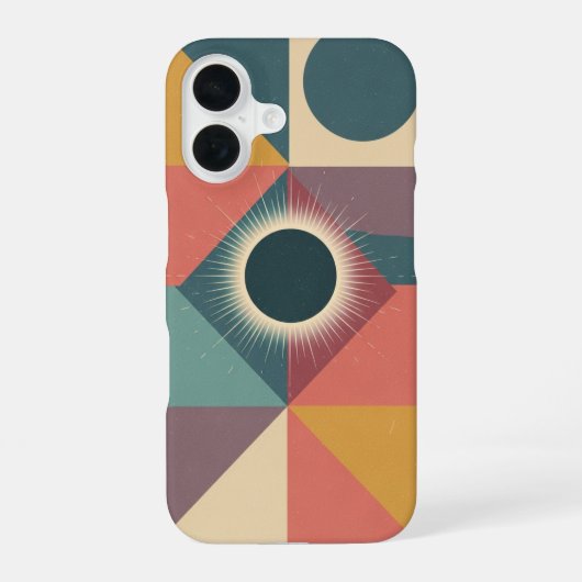 Geometrische Minimalistische Eclipse iPhone 16 Hoesje (Achterkant)