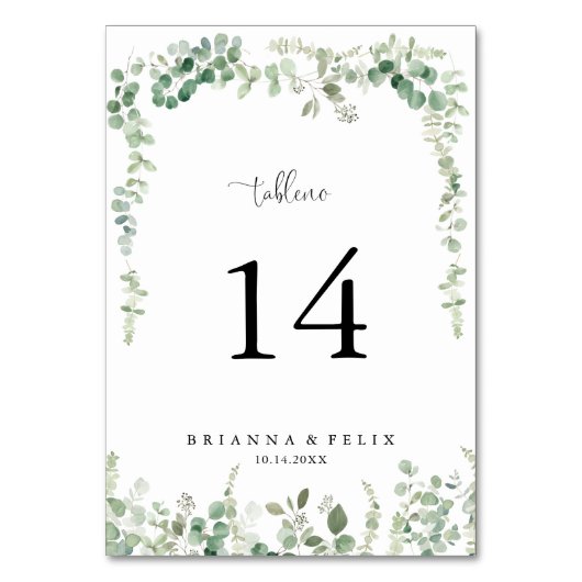 Geometrische minimalistische eucalyptus bruiloft kaart (Voorkant)