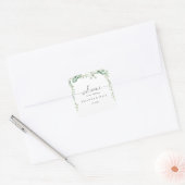 Geometrische minimalistische eucalyptus bruiloft w vierkante sticker (Envelop)