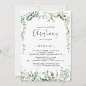 Geometrische minimalistische eucalyptus doopsel kaart (Voorkant)