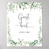 Geometrische minimalistische Eucalyptus Guest Book Poster (Voorkant)