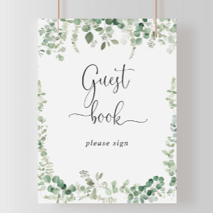 Geometrische minimalistische Eucalyptus Guest Book Poster