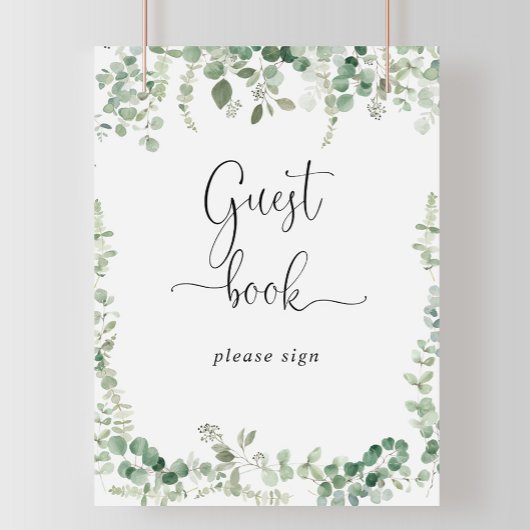 Geometrische minimalistische Eucalyptus Guest Book Poster