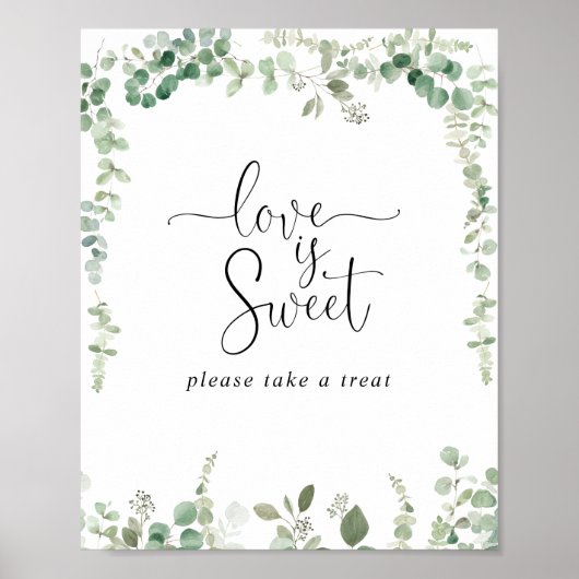 Geometrische Minimalistische Eucalyptus Liefde Is  Poster (Voorkant)