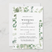 Geometrische Minimalistische Eucalyptus Trouwrecep Kaart (Voorkant)