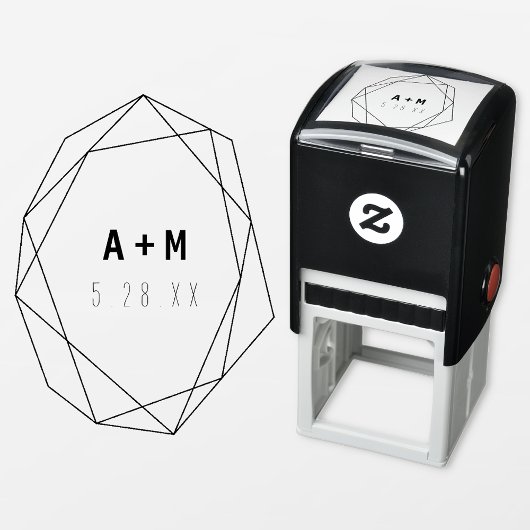 Geometrische minimalistische monogram Rubber Weduw Zelfinktende Stempel