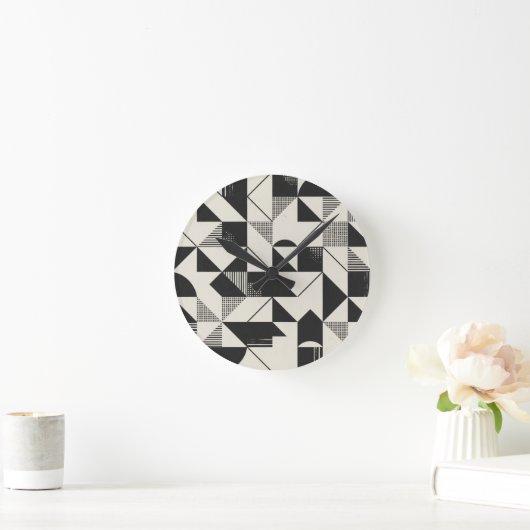 Geometrische minimalistische wandklok – zwart-wit (Huis)