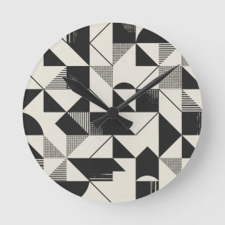 Geometrische minimalistische wandklok – zwart-wit