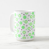 Geometrische Mint Green Cream Grey Polka Dots Koffiemok (Voorkant links)