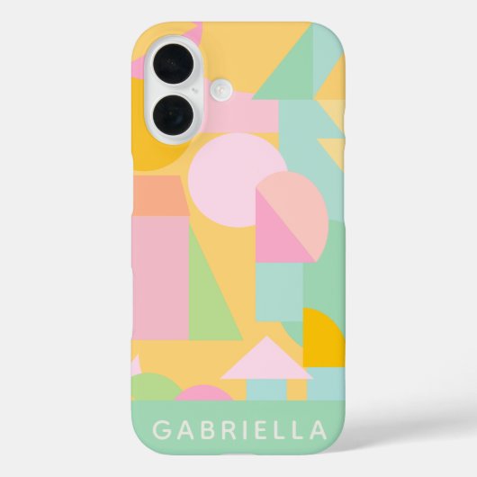 Geometrische mint-pasta-vormen collage, speciaal a Case-Mate iPhone case (Achterkant)