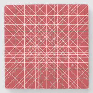 Geometrische Miroku rood-wit patroon Stenen Onderzetter