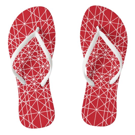 Geometrische Miroku rood-wit patroon Teenslippers (Voetbed)