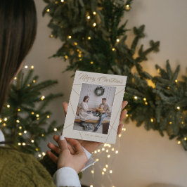 Geometrische Mocha Beige Vrolijk Kerstfeest Famili Feestdagenkaart