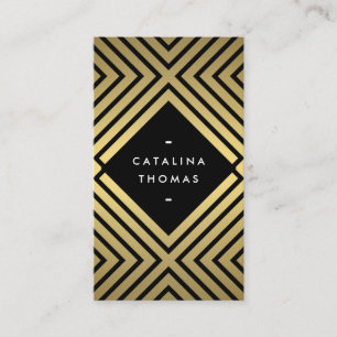Geometrische Mod Bold zwart en goud patroon Visitekaartje