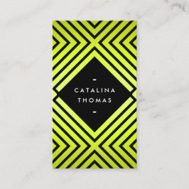 Geometrische Mod Bold Zwart en Neon Geel Patroon Visitekaartje