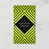 Geometrische Mod Bold Zwart en Neon Geel Patroon Visitekaartje (Voorkant)