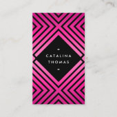 Geometrische Mod Bold Zwart en Neon Roze Patroon Visitekaartje (Voorkant)